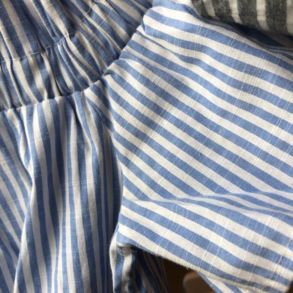 Blue and White Stripe Off the Shoulder Dress - Picture 4 of 7